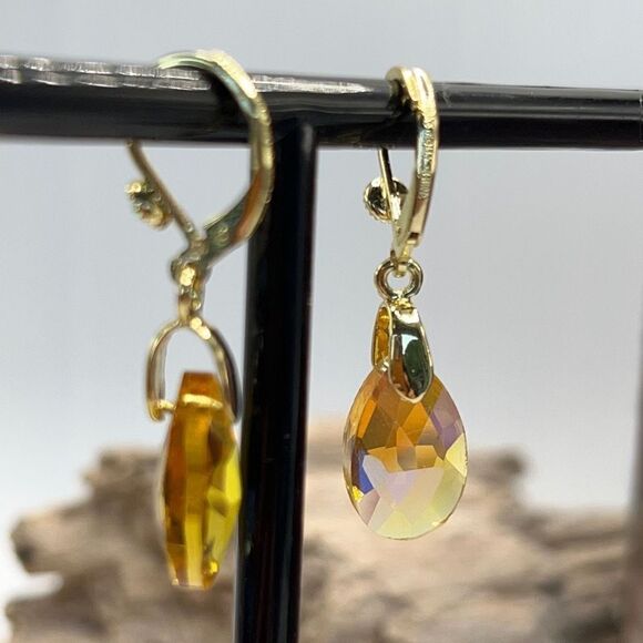 Kirks Folly Autumn Goddess Tears Drill Drop Lever Back Retired Earrings - Picture 2 of 8